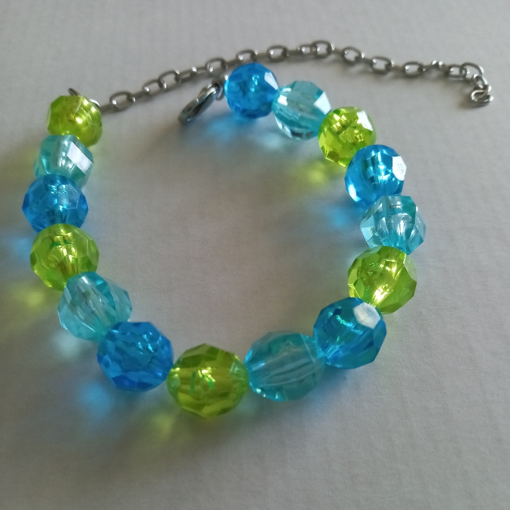 Ankle bracelet Bright colorful crystal adjustable beaded hand crafted